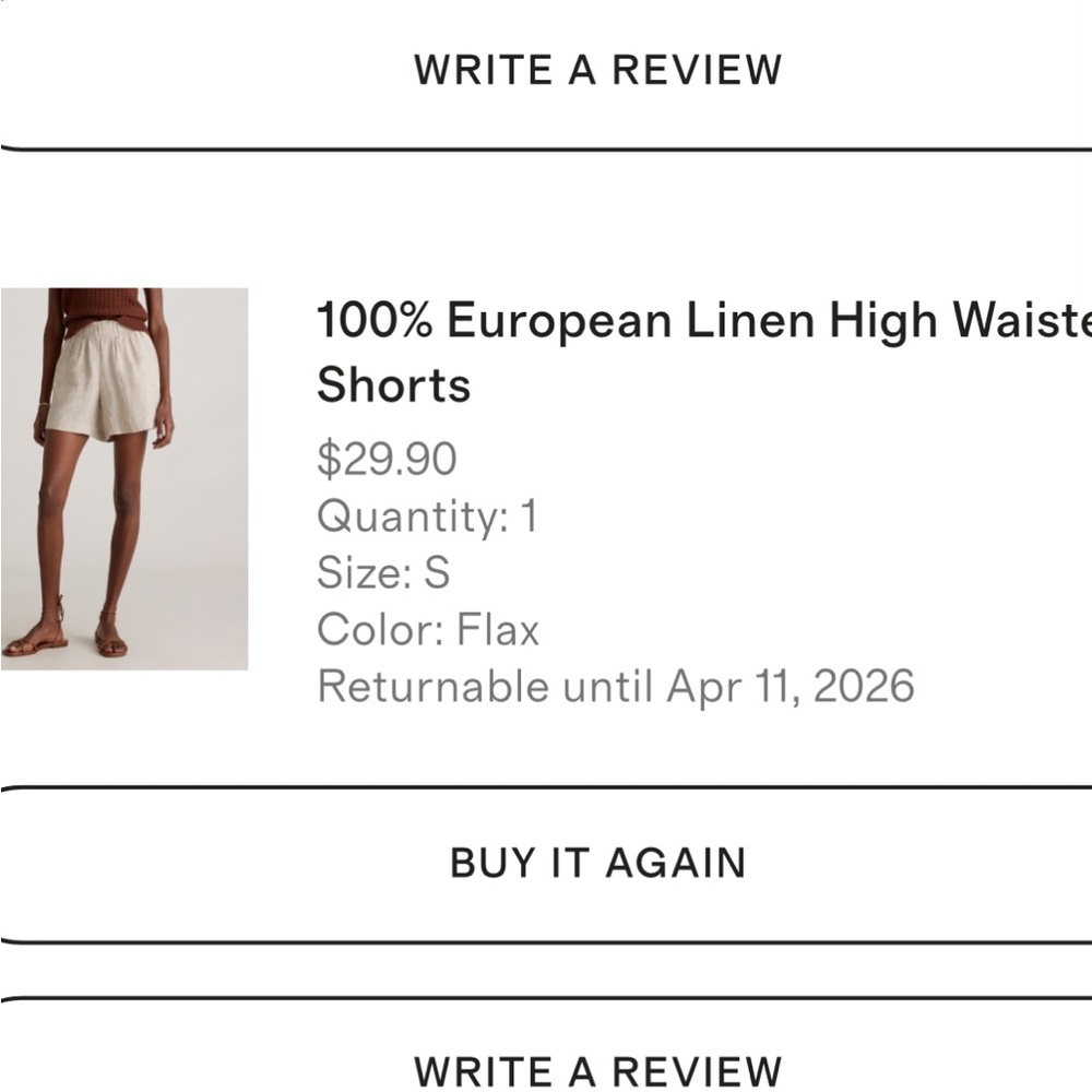 Quince 100% European Linen High Waist Shorts - Flax